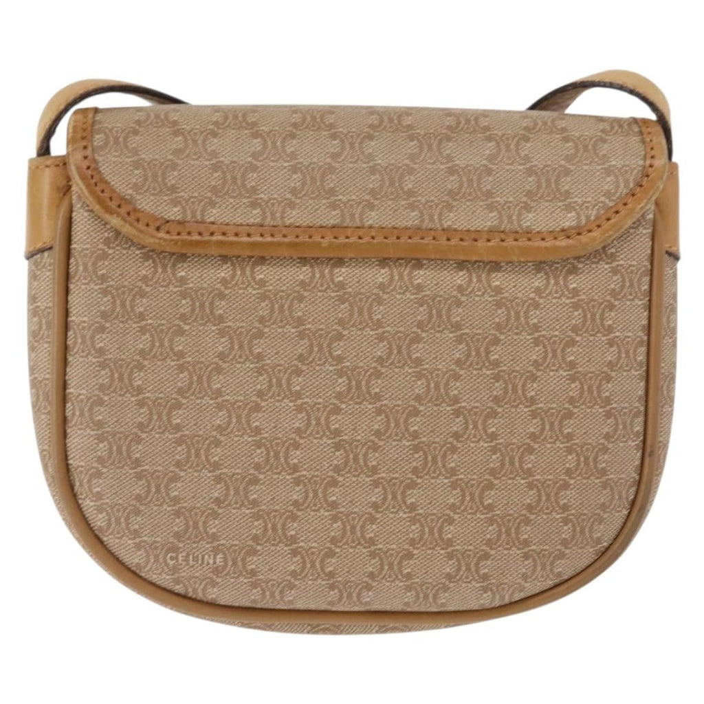 Celine Vintage Macadam Shoulder Bag Canvas And Leather Beige Canvas Shoulder Bag Bag