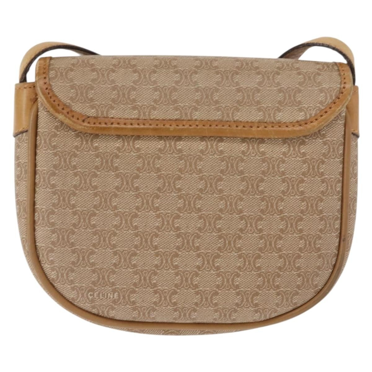 Celine Vintage Macadam Shoulder Bag Canvas And Leather Beige Canvas Shoulder Bag Bag