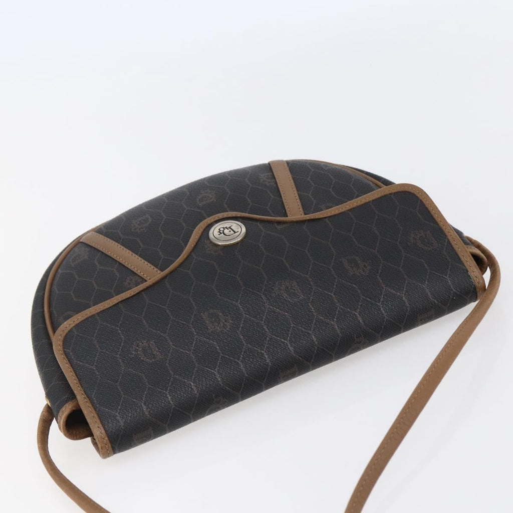 Christian Dior Vintage Honeycomb Flap Crossbody Bag Canvas And Leather Black Canvas Shoulder Bag Bag (Pre-Owned)