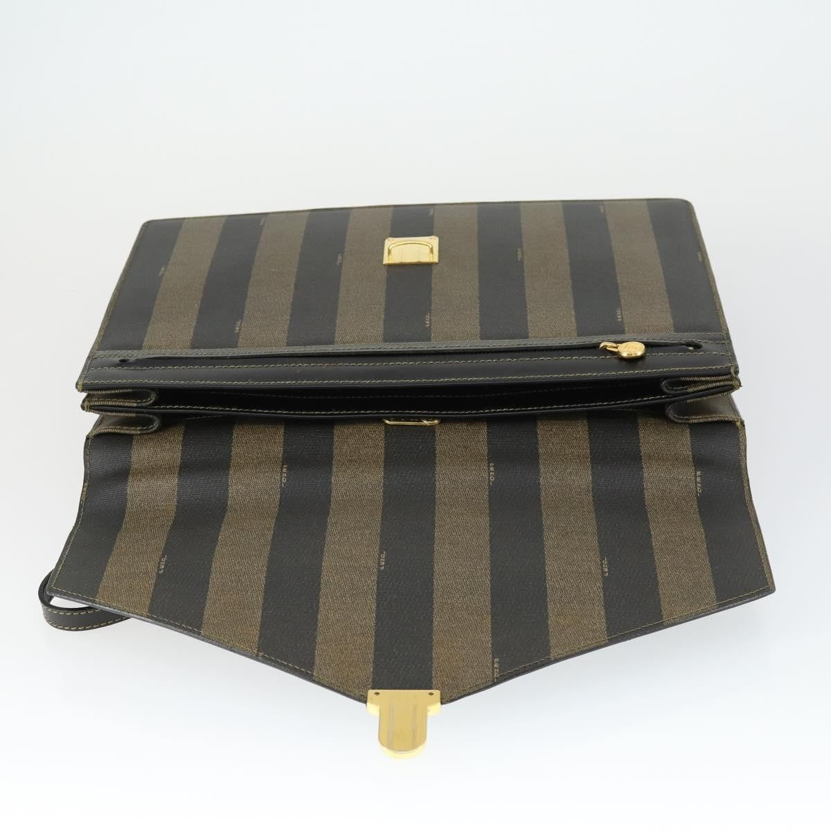 Fendi Vintage Pequin Briefcase Bag Coated Canvas Brown Canvas Briefcase Bag