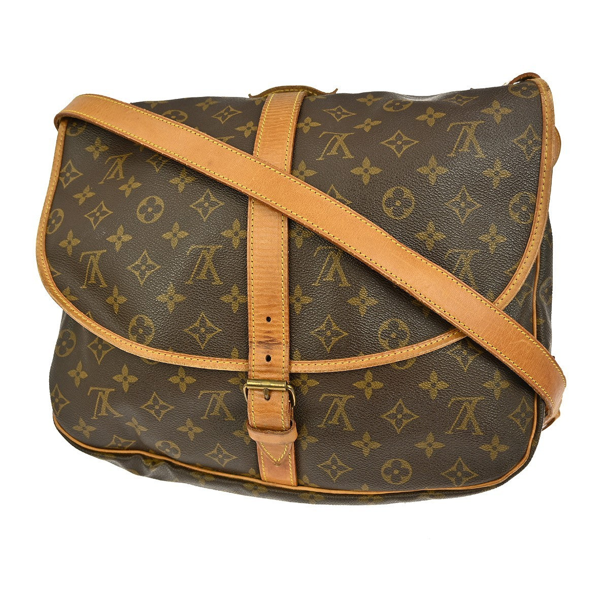 Louis Vuitton Saumur Handbag Monogram Canvas Brown Canvas Shoulder Bag