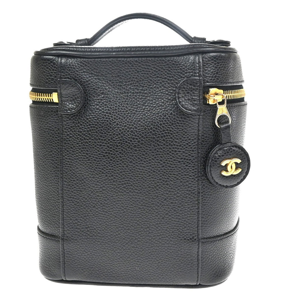 Chanel Vintage Timeless Cosmetic Case Caviar Black Leather Handbag