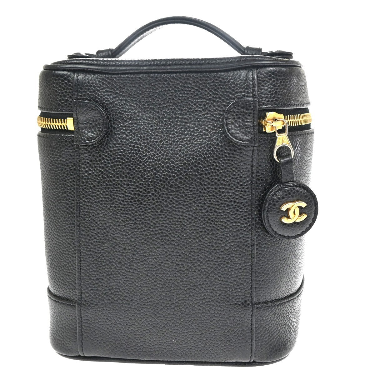 Chanel Vintage Timeless Cosmetic Case Caviar Black Leather Handbag