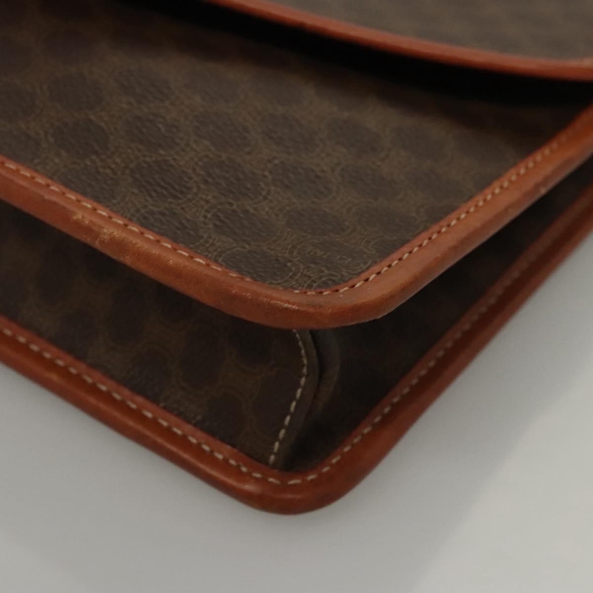 Celine Vintage Macadam Shoulder Bag Canvas And Leather Brown Canvas Shoulder Bag Bag