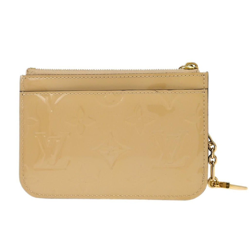 Louis Vuitton Pochette Clés Nm Monogram Vernis Patent Leather Beige Patent_Leather Wallets Accessory