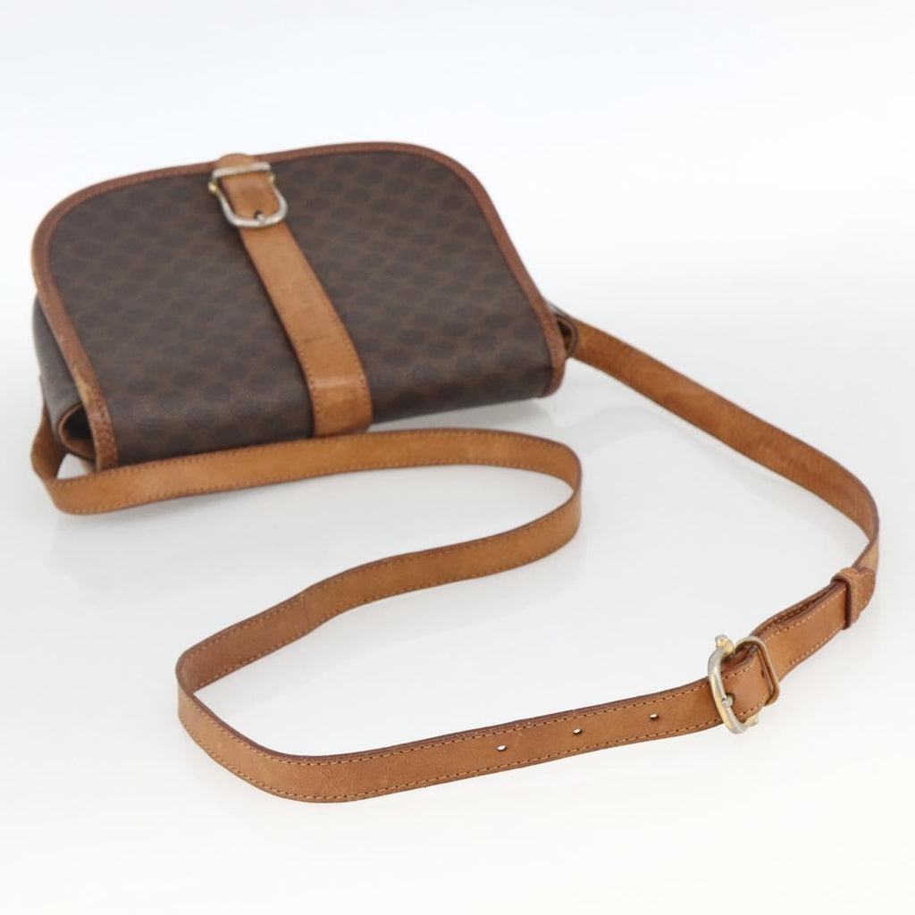 Celine Vintage Macadam Shoulder Bag Canvas And Leather Brown Canvas Shoulder Bag Bag