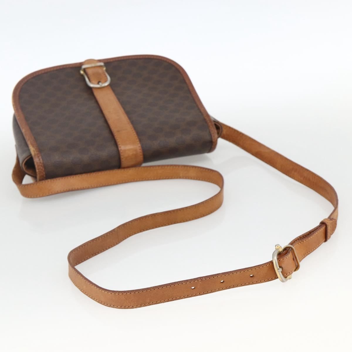 Celine Vintage Macadam Shoulder Bag Canvas And Leather Brown Canvas Shoulder Bag Bag