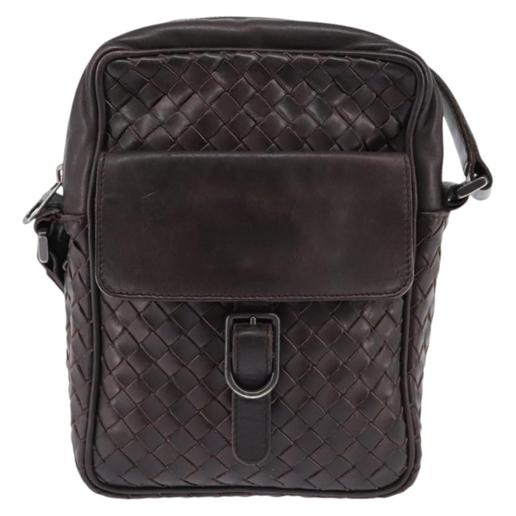Bottega Veneta Front Pocket Messenger Bag Intrecciato Nappa Brown Leather Bag