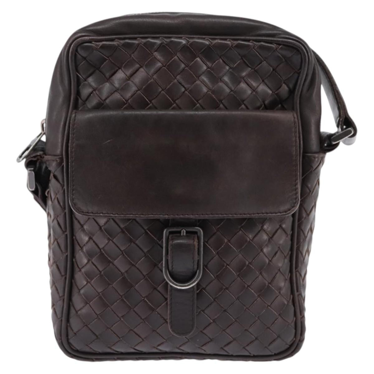 Bottega Veneta Front Pocket Messenger Bag Intrecciato Nappa Brown Leather Bag