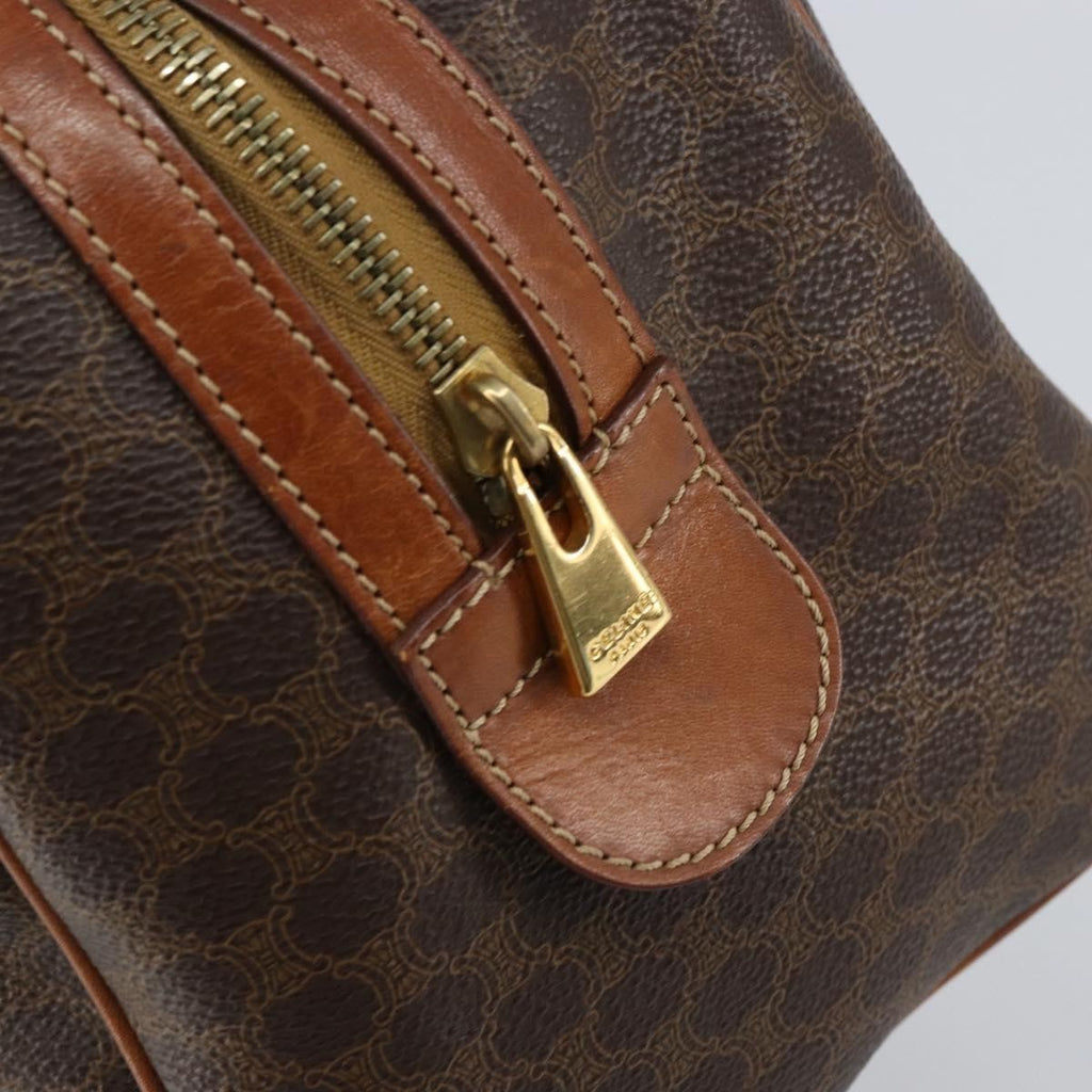 Celine Vintage Macadam Boston Bag Canvas Brown Canvas Handbag