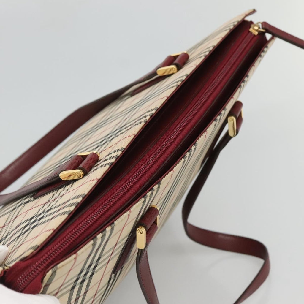 Burberry Nova Check Tote Canvas And Leather Beige Canvas Tote Bag