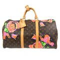 Louis Vuitton Keepall Bag Limited Edition Monogram Roses Brown Canvas Travel Bag