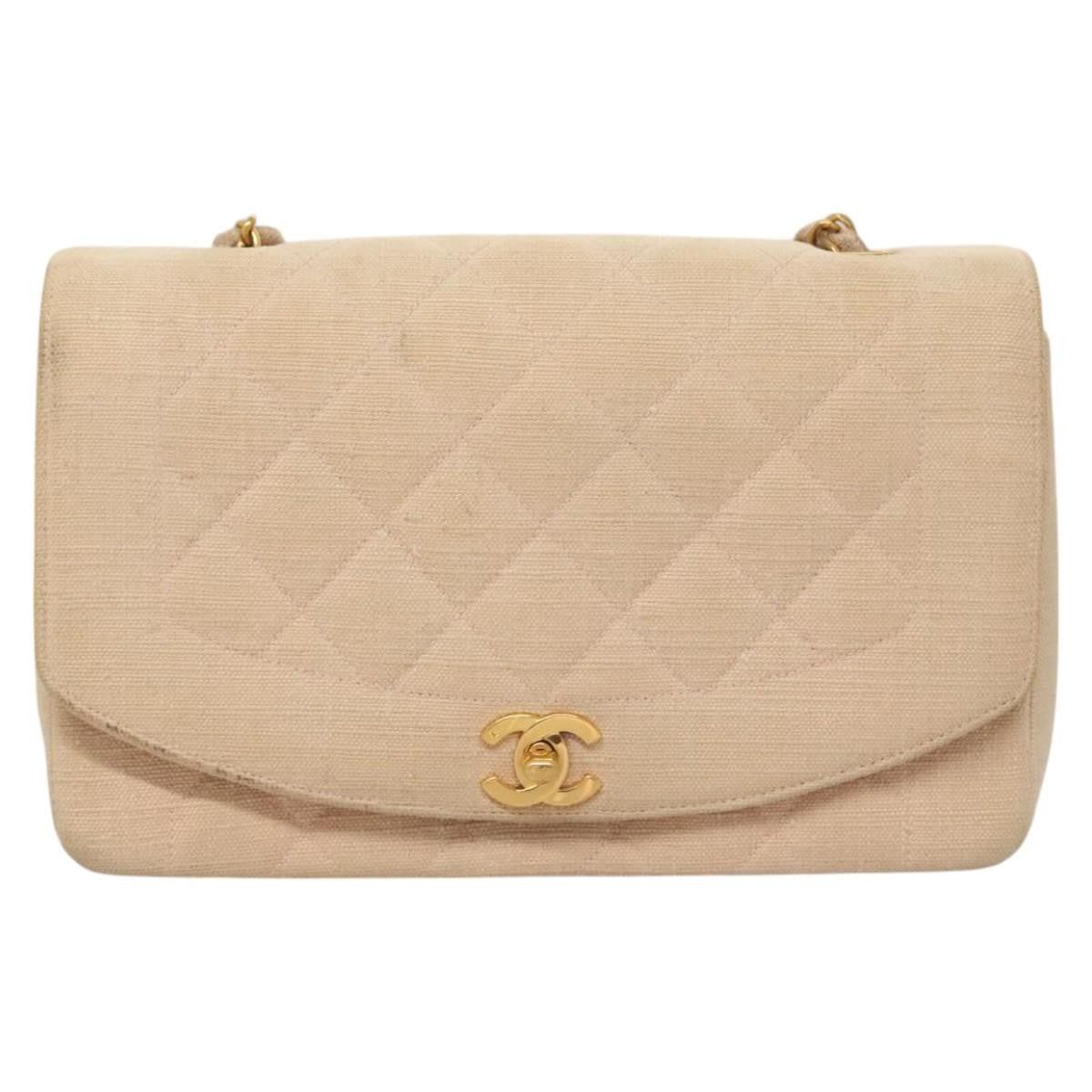 Chanel Vintage Diana Flap Bag Quilted Canvas Pink Canvas Shoulder Bag Bag