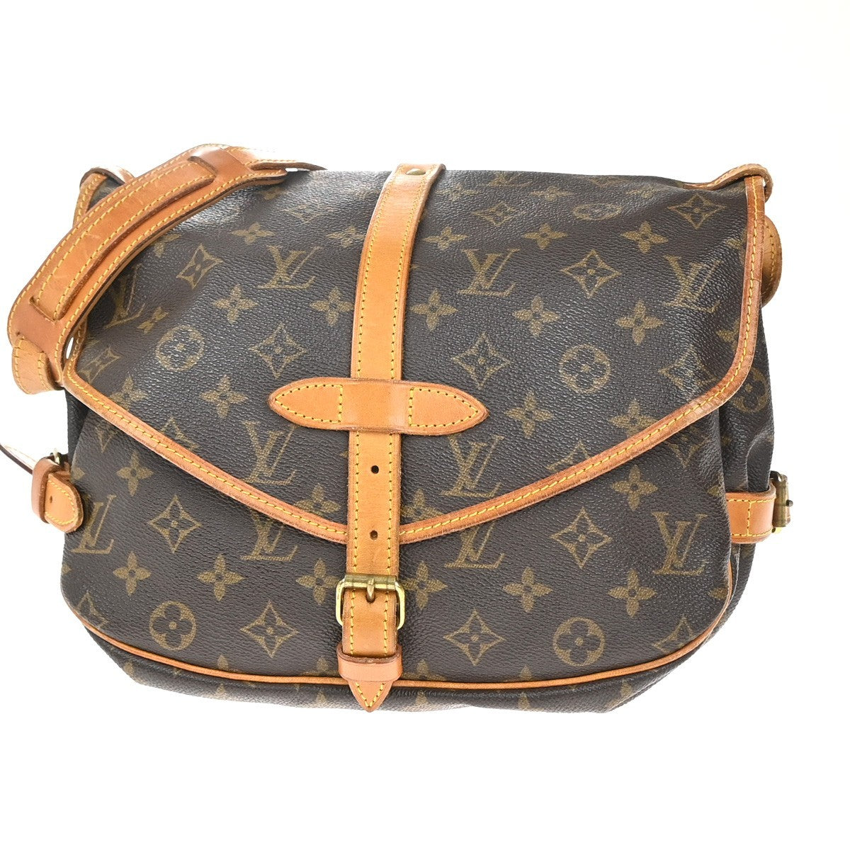 Louis Vuitton Saumur Handbag Monogram Canvas Brown Canvas Shoulder Bag