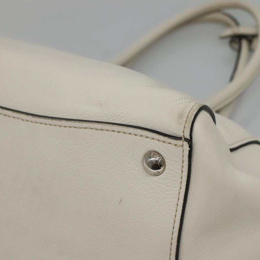Prada Front Pocket Wing Convertible Tote Vitello Daino White Leather Tote Bag Bag