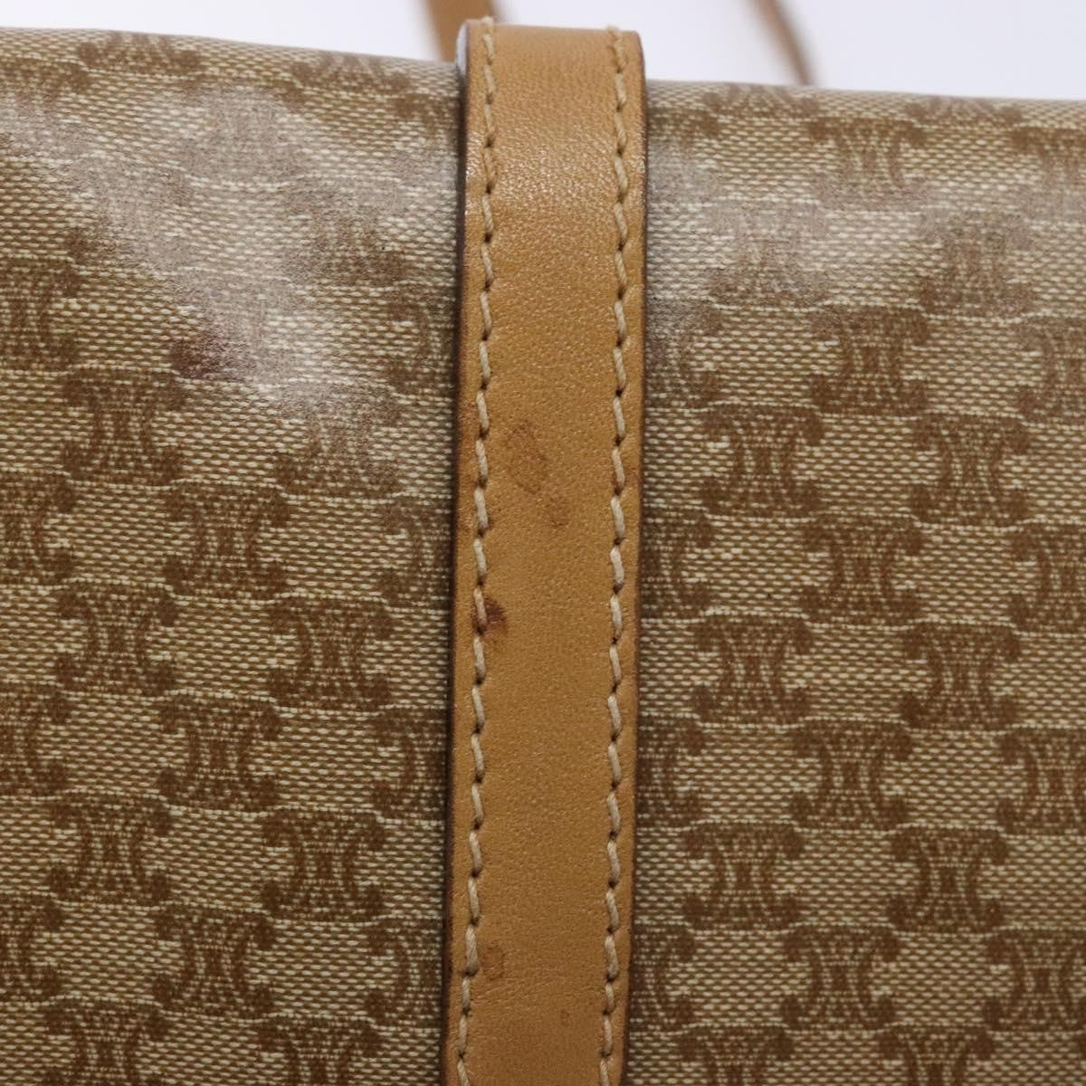 Celine Macadam Shoulder Bag Pvc Leather Beige Canvas Bag