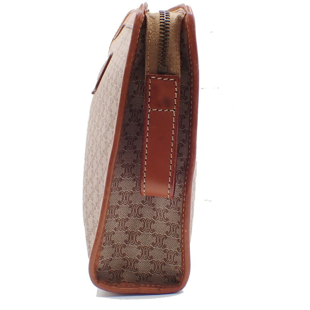 Celine Macadam Pochette Canvas And Leather Brown Canvas Clutche & Pouche Bag