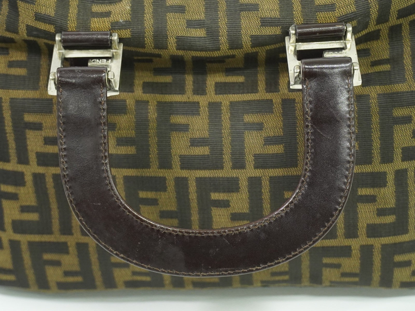 Fendi Zucca Tote Bag Ff Motif Brown Canvas Handbag