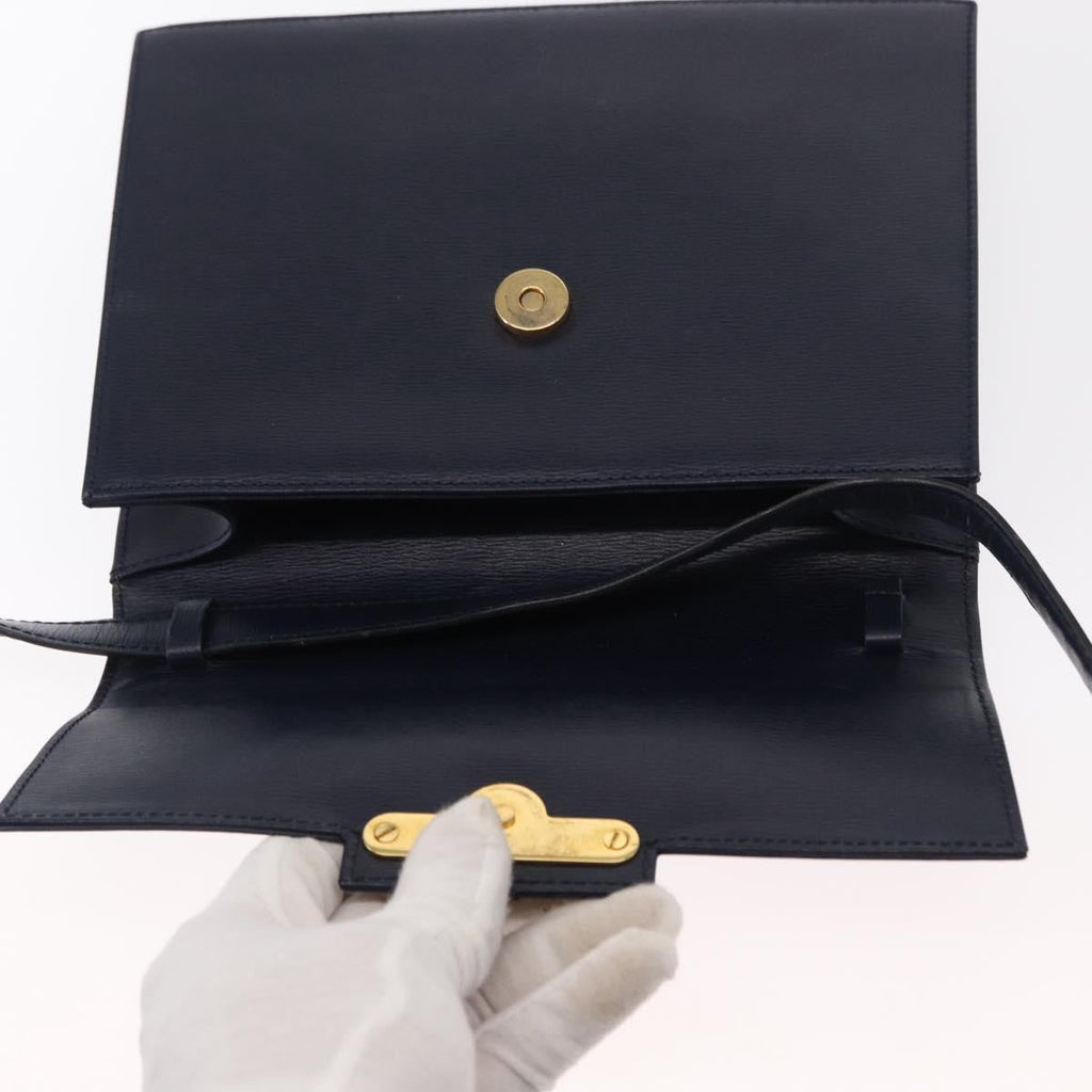 Christian Dior Vintage Cd Flap Shoulder Bag Leather Navy Leather Shoulder Bag Bag (Pre-Owned)