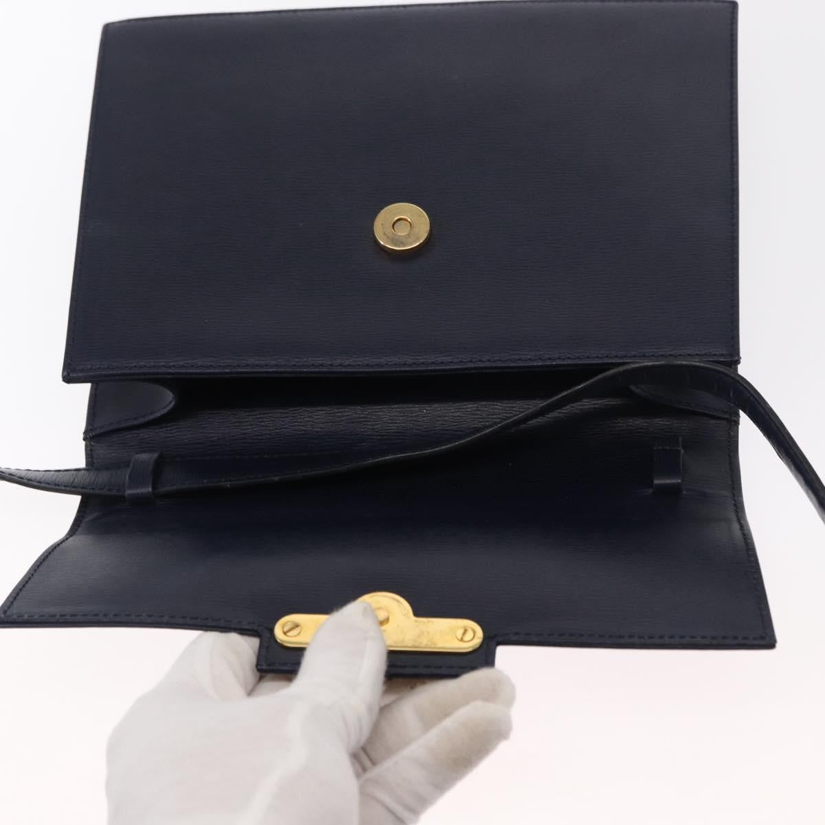 Christian Dior Vintage Cd Flap Shoulder Bag Leather Navy Leather Shoulder Bag Bag (Pre-Owned)