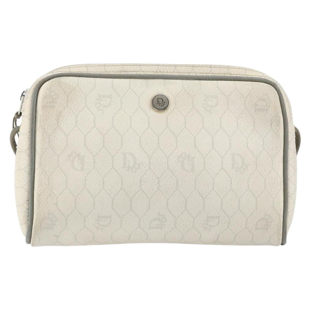 Christian Dior Vintage Honeycomb Shoulder Bag Canvas White Canvas Shoulder Bag Bag (Pre-Owned)