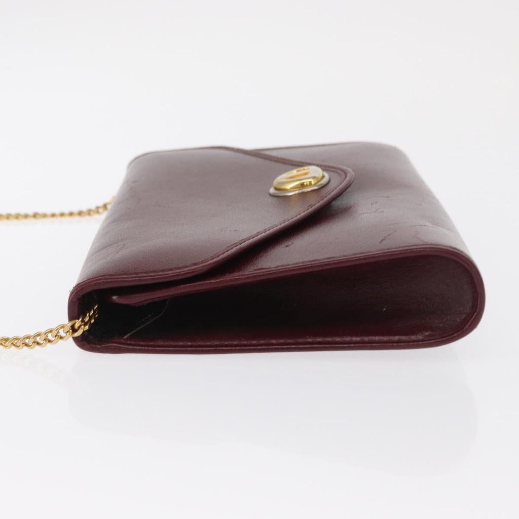 Christian Dior Vintage Chain Flap Shoulder Bag Leather Burgundy Leather Shoulder Bag Bag (Pre-Owned)