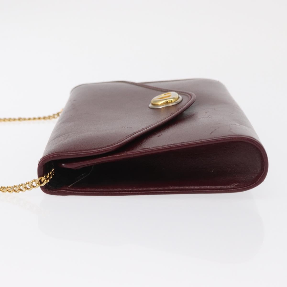 Christian Dior Vintage Chain Flap Shoulder Bag Leather Burgundy Leather Shoulder Bag Bag (Pre-Owned)