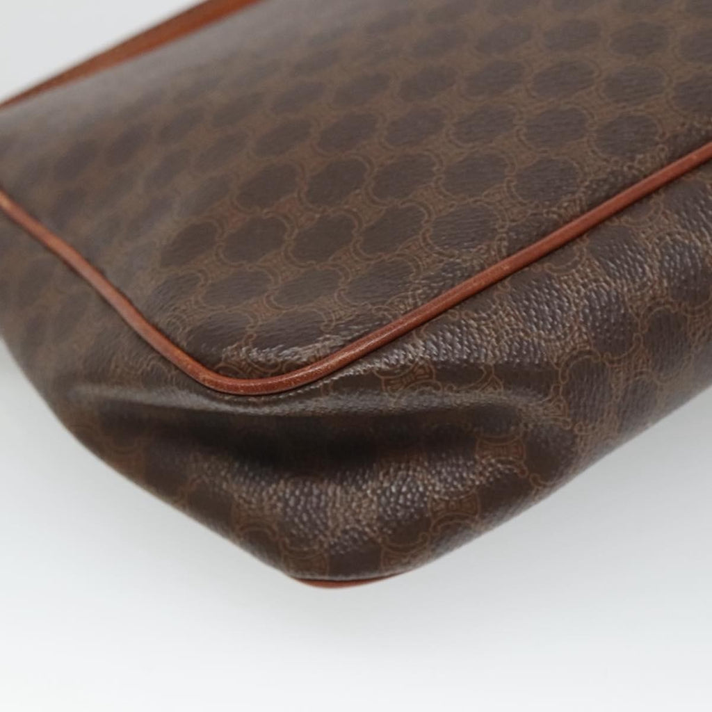 Celine Vintage Macadam Shoulder Bag Canvas Brown Canvas Shoulder Bag Bag