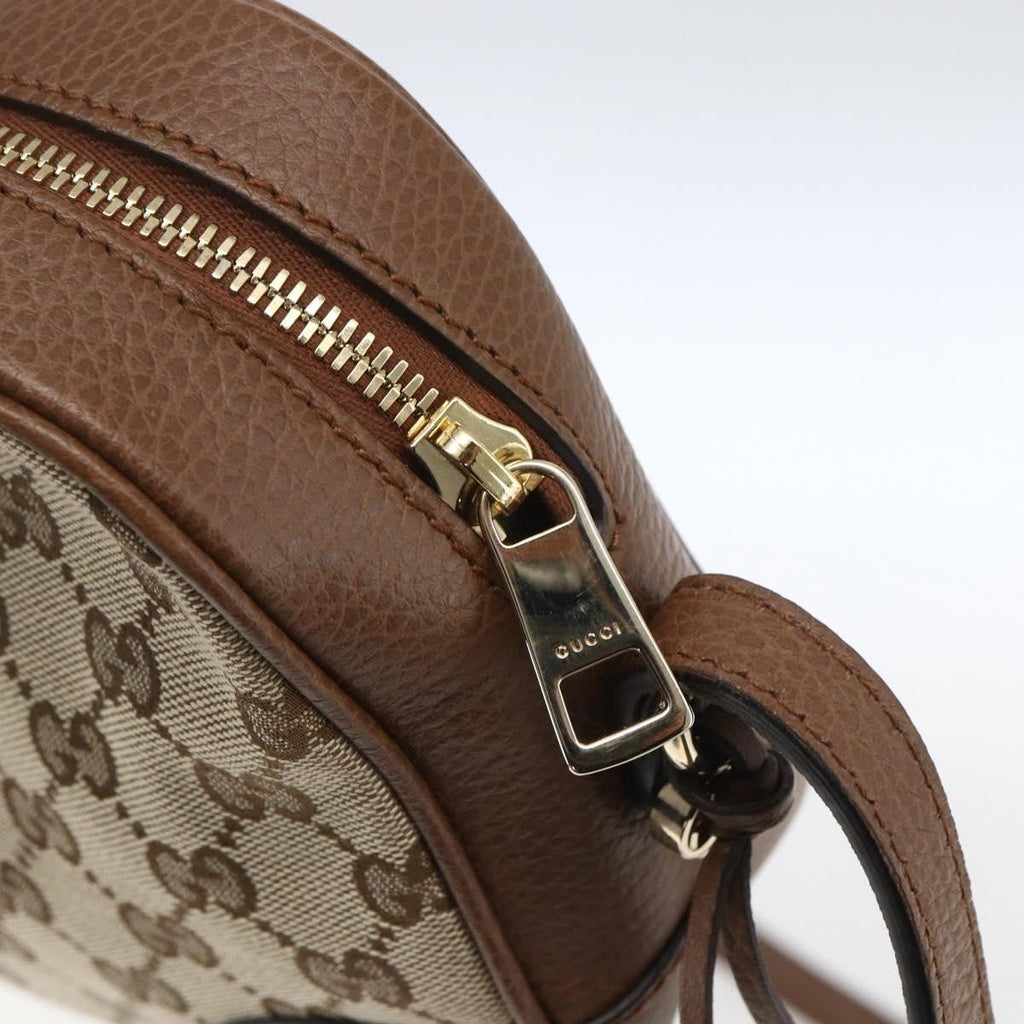 Gucci Bree Disco Crossbody Bag Gg Canvas With Leather Beige Canvas Crossbody Bag Bag (Pre-Owned)