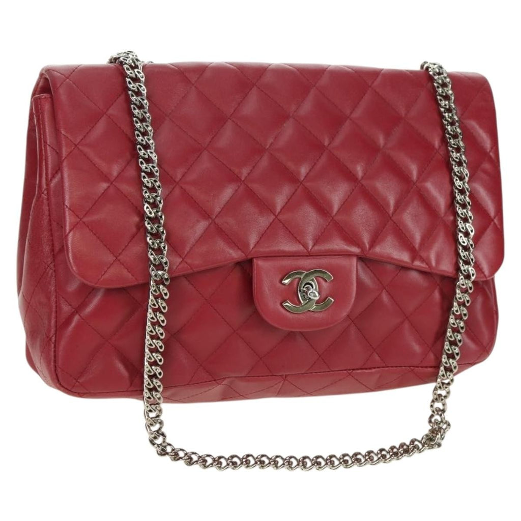 Chanel Classic Single Flap Bag Quilted Lambskin Red Leather Shoulder Bag Bag