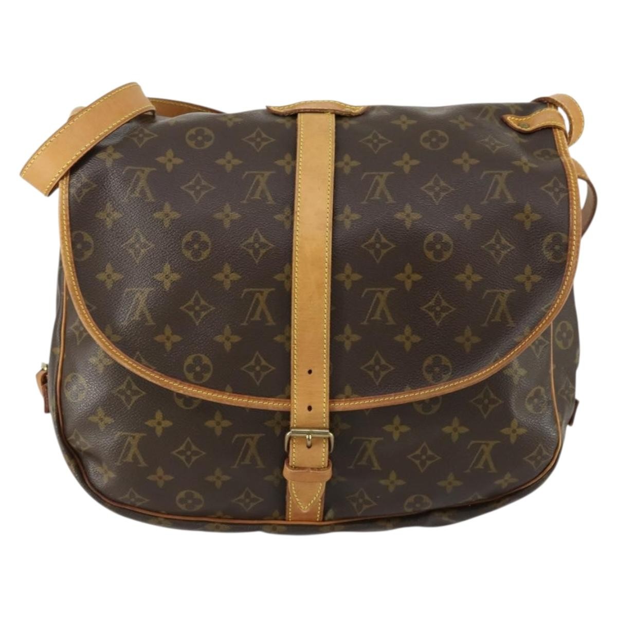Louis Vuitton Saumur Handbag Monogram Canvas Brown Canvas Shoulder Bag