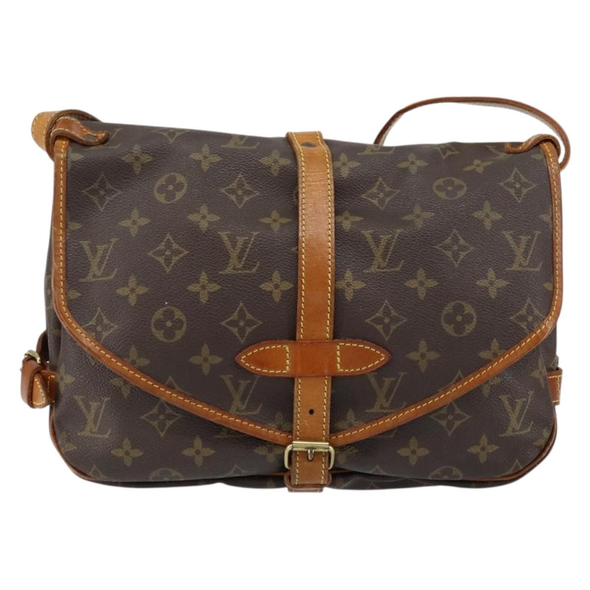 Louis Vuitton Saumur Handbag Monogram Canvas Brown Canvas Shoulder Bag