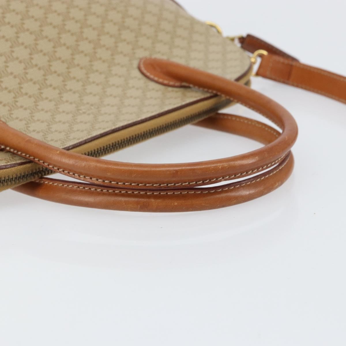 Celine Vintage Macadam Handbag Canvas And Leather Beige Canvas Handbag
