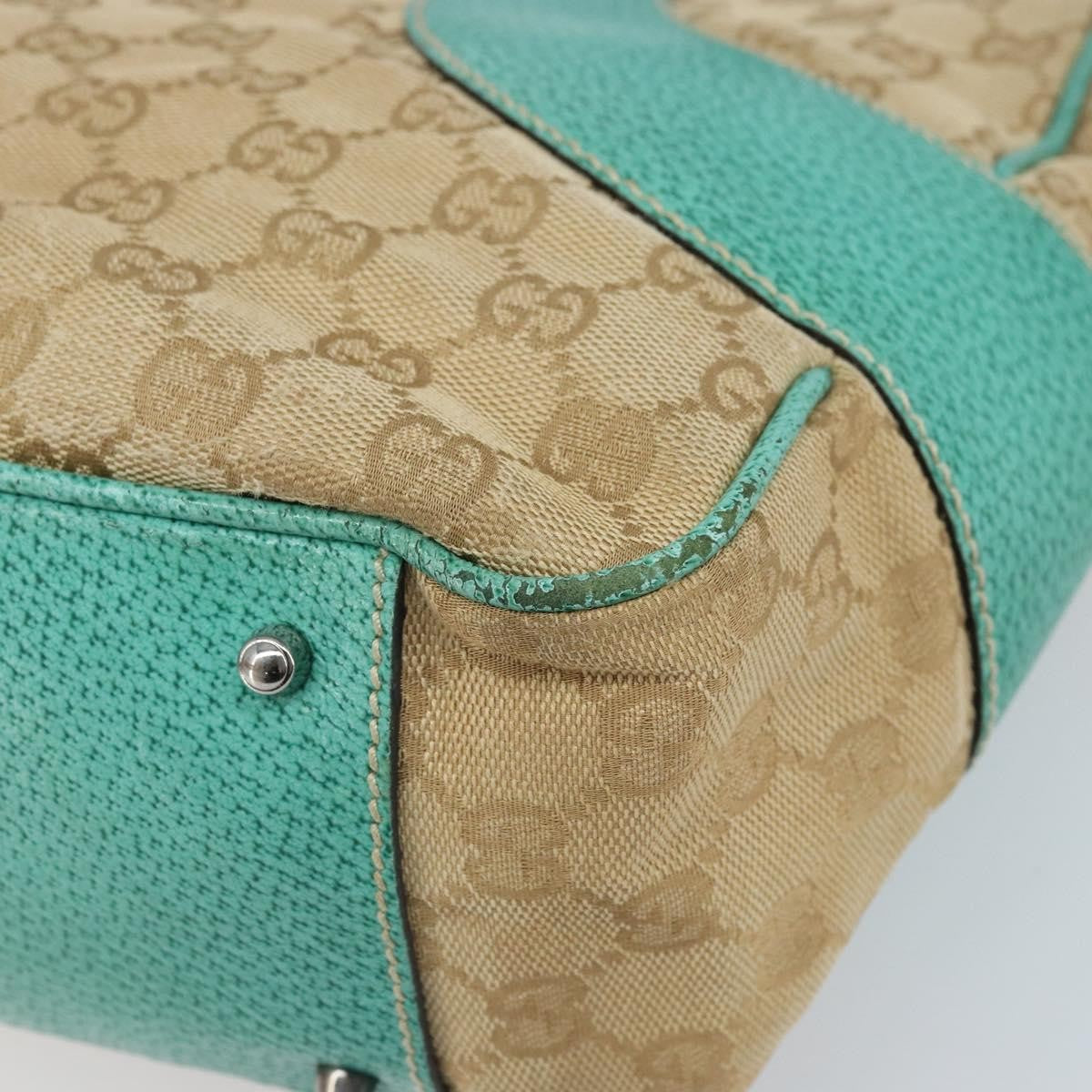 Gucci Vintage Ring Tote Gg Canvas With Leather Beige Canvas Tote Bag Bag (Pre-Owned)