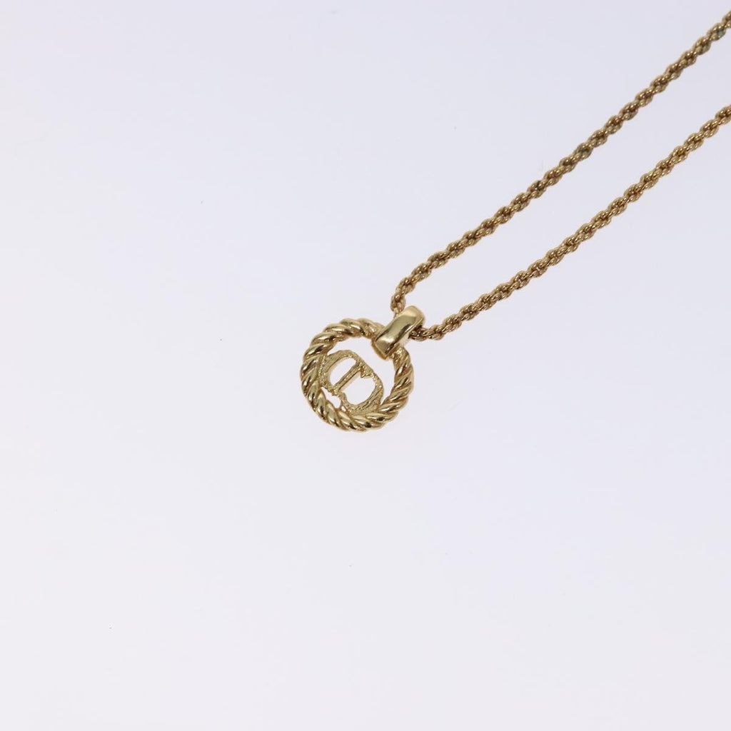 Christian Dior Cd Round Pendant Necklace Metal Gold Metal Jewelry (Pre-Owned)