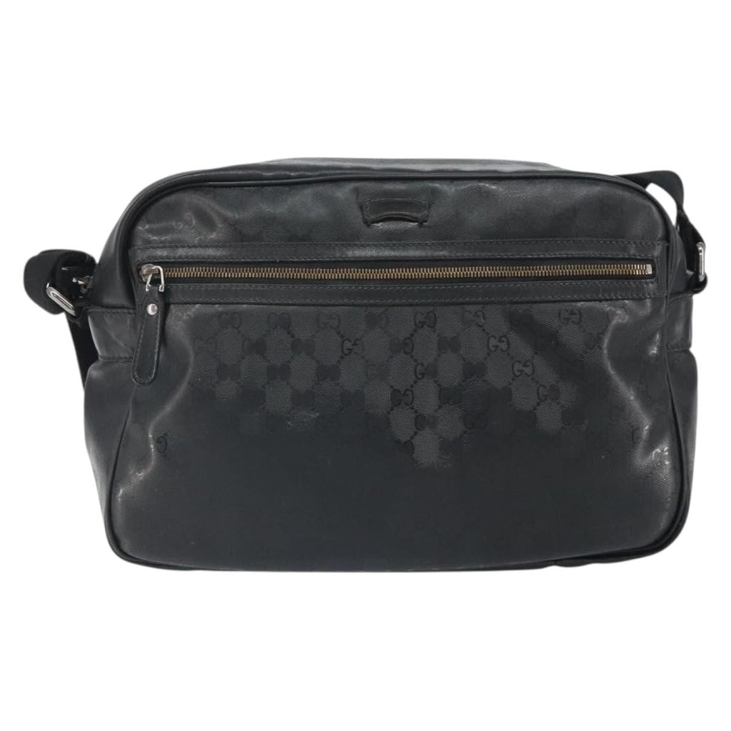 Gucci Zip Messenger Bag Gg Imprime Black Canvas Shoulder Bag Bag (Pre-Owned)