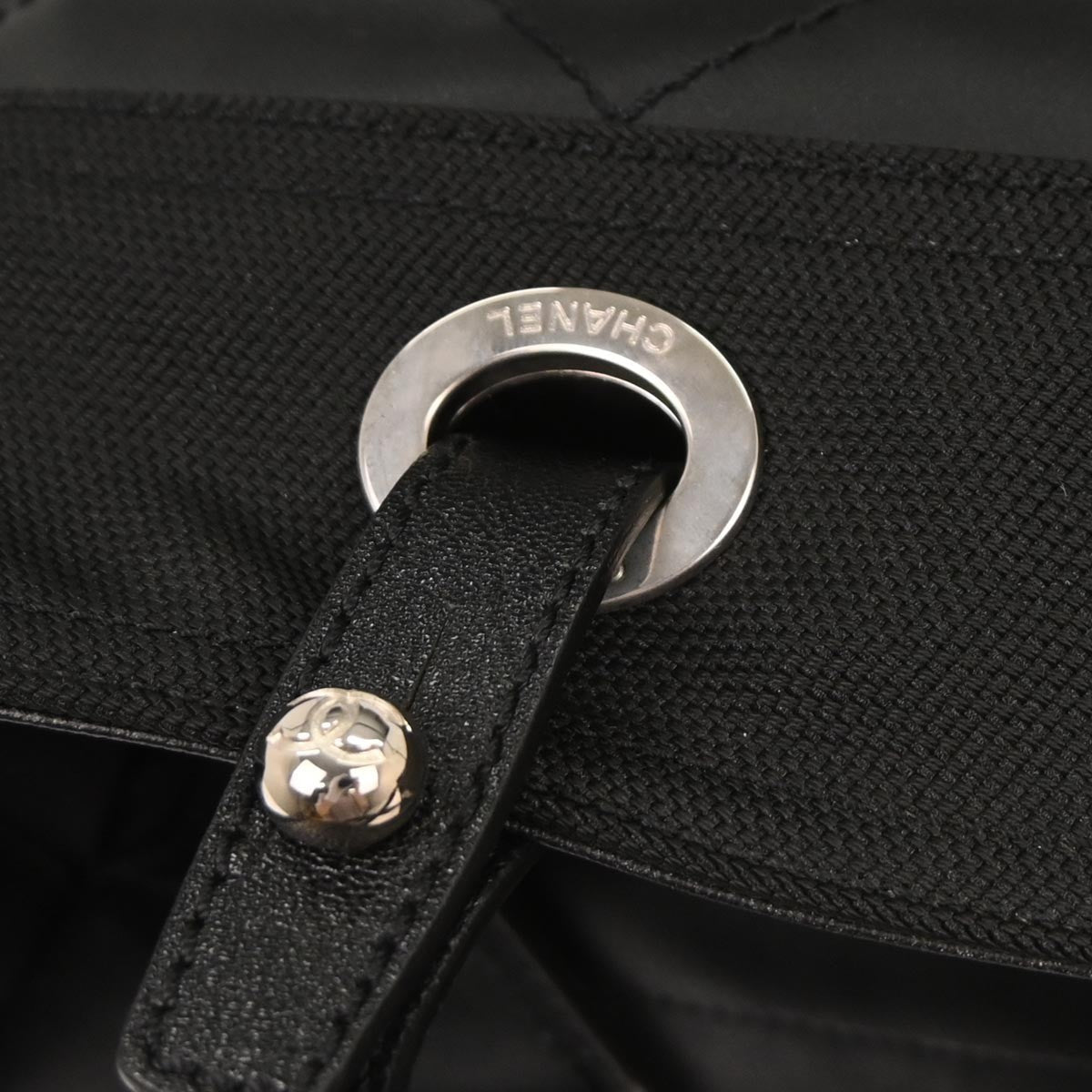 Chanel Biarritz Tote Quilted Coated Canvas Black Leather Tote Bag Bag