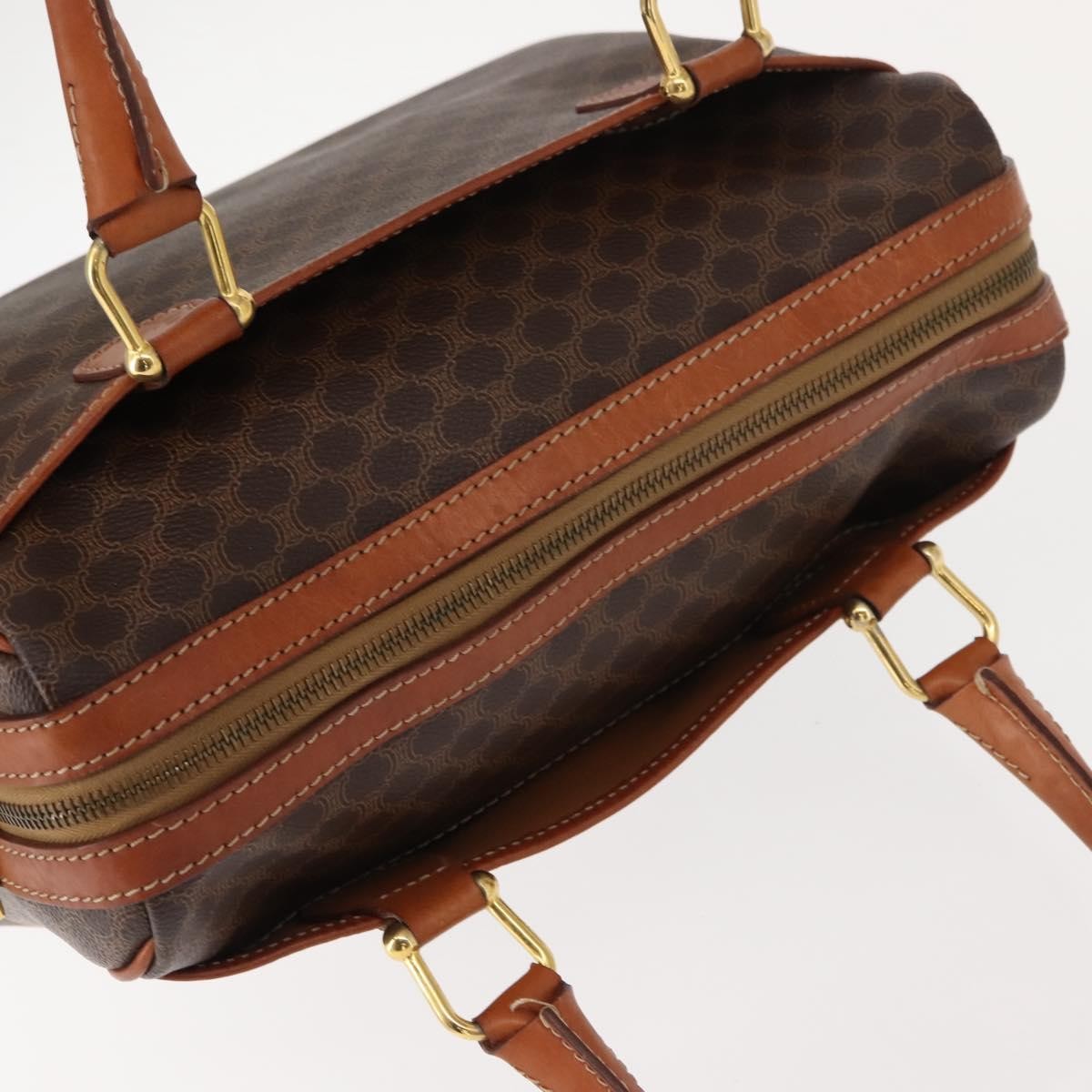 Celine Vintage Macadam Handbag Canvas And Leather Brown Canvas Handbag