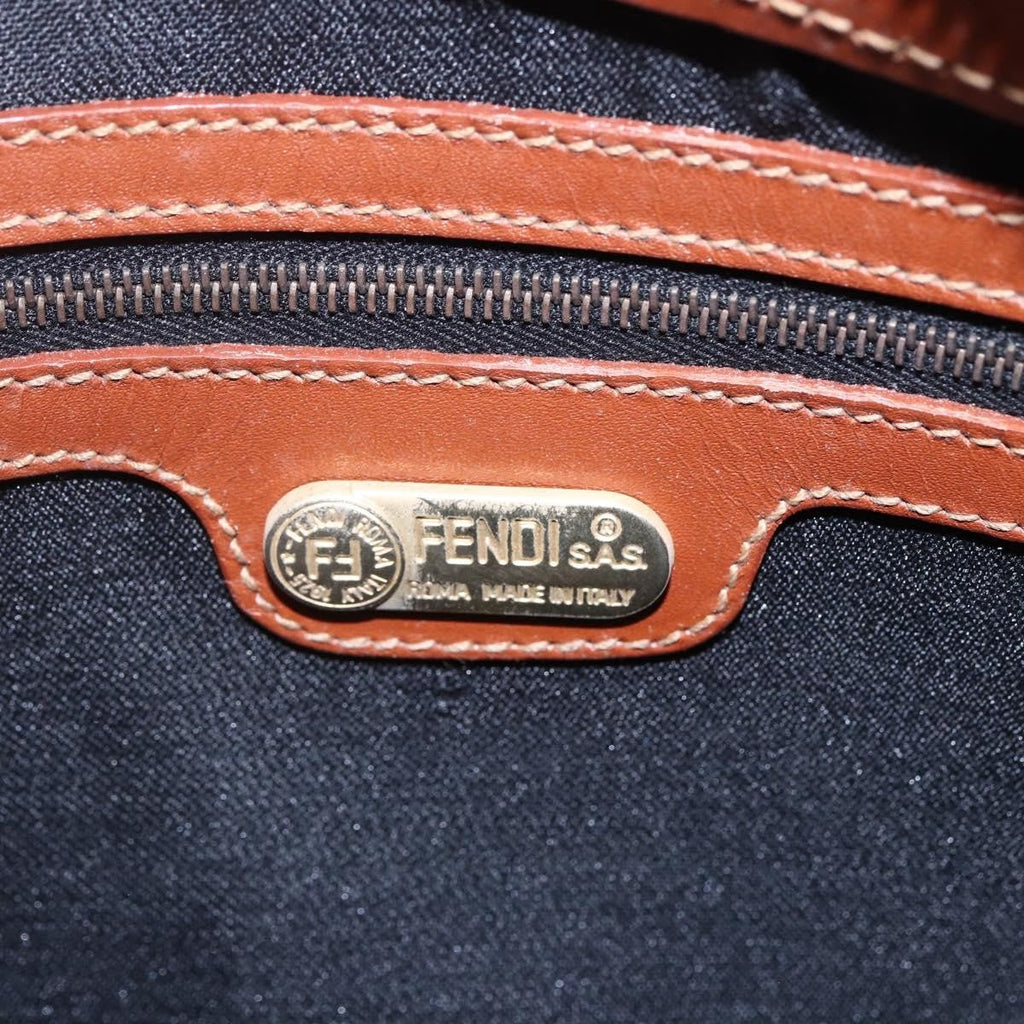 Fendi Vintage Pequin Convertible Boston Bag Coated Canvas Brown Canvas Handbag