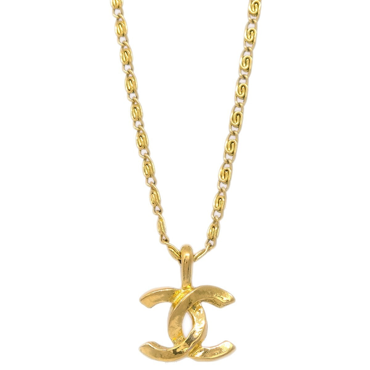 Chanel Cc Pendant Necklace Metal Gold Gold_Plated Necklace Jewelry