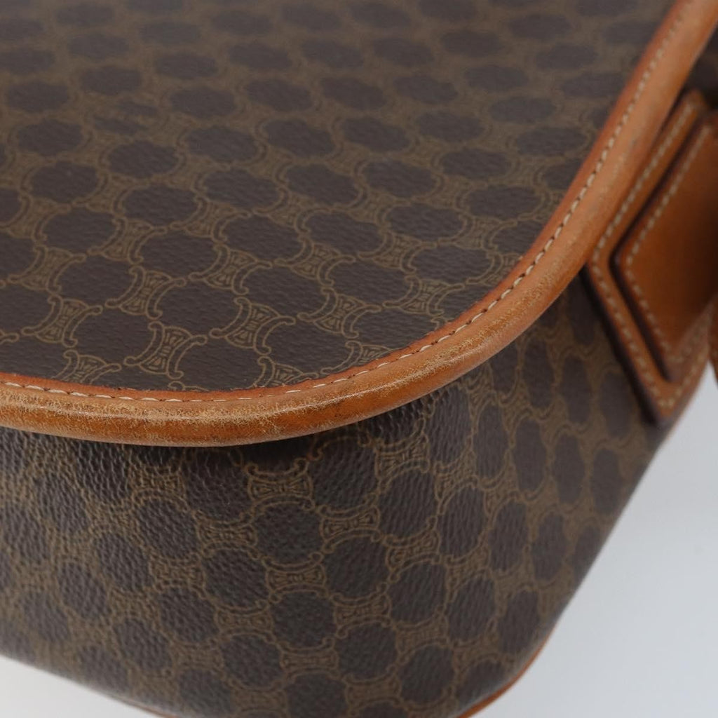 Celine Vintage Macadam Shoulder Bag Canvas And Leather Brown Canvas Shoulder Bag Bag