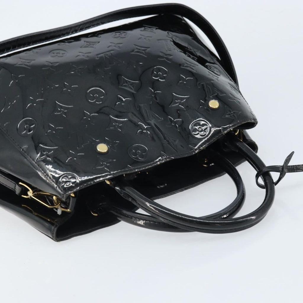 Louis Vuitton Montaigne Handbag Monogram Vernis Black Patent_Leather Handbag