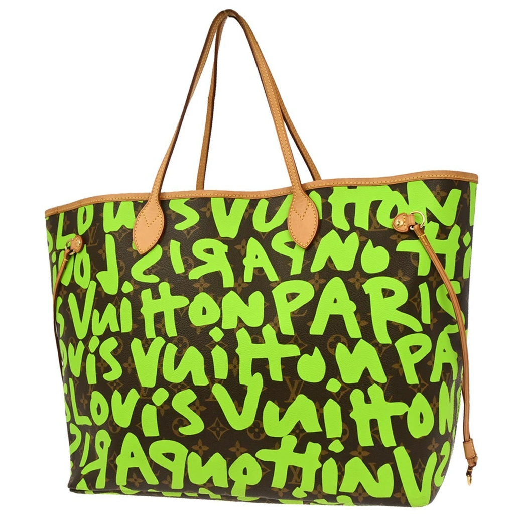 Louis Vuitton Neverfull Tote Limited Edition Monogram Graffiti Green Canvas Tote Bag