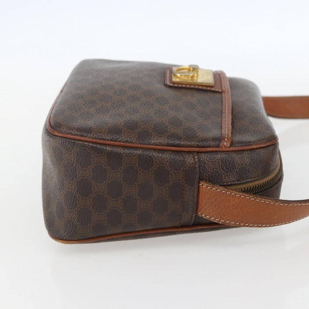 Celine Vintage Macadam Shoulder Bag Canvas And Leather Brown Canvas Shoulder Bag Bag