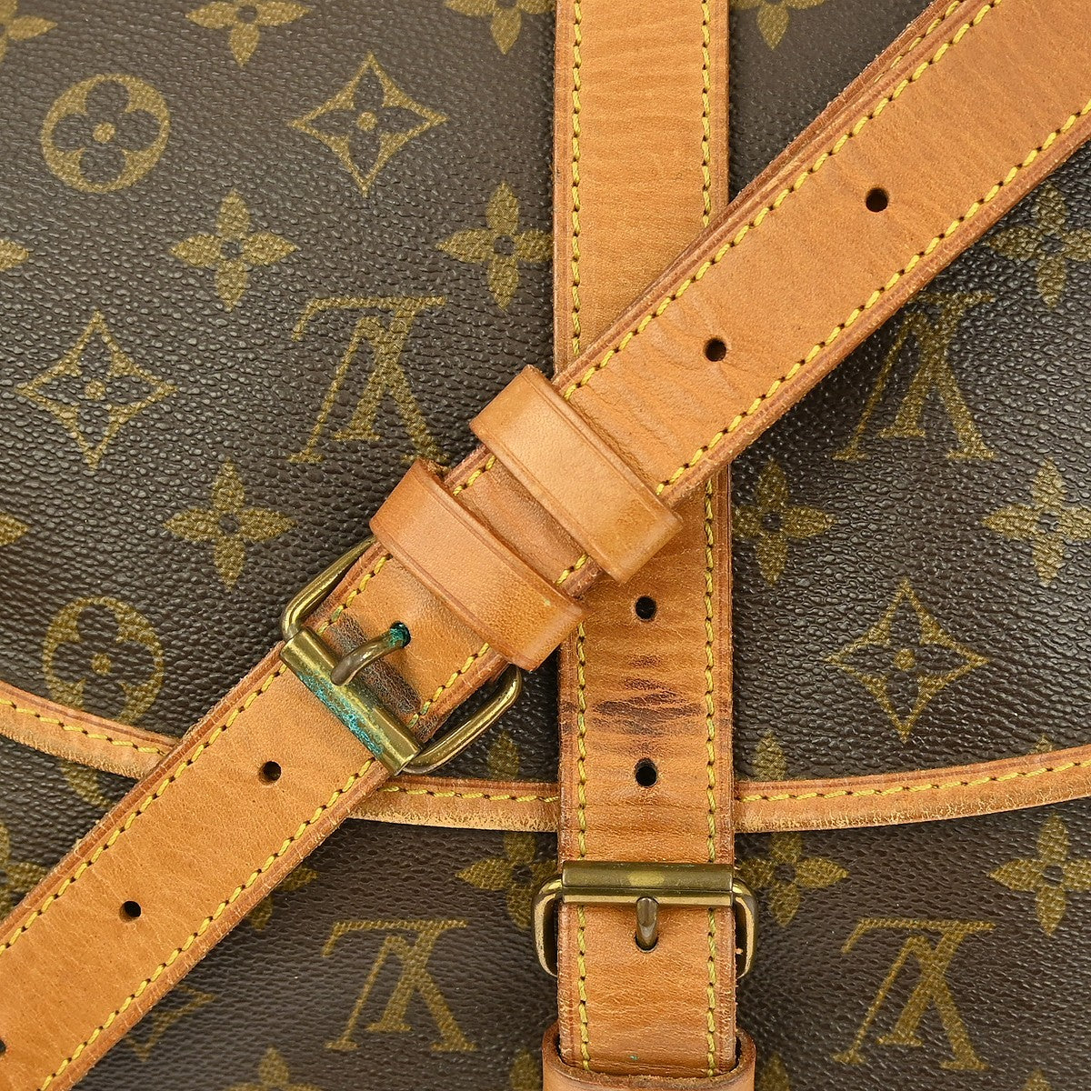 Louis Vuitton Saumur Handbag Monogram Canvas Brown Canvas Shoulder Bag