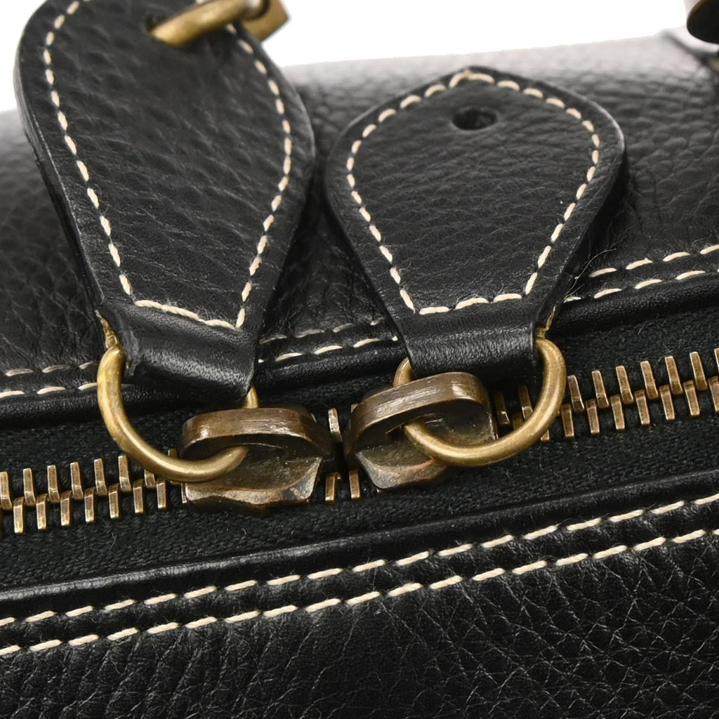 Christian Dior Vintage Handbag Leather Black Leather Handbag (Pre-Owned)
