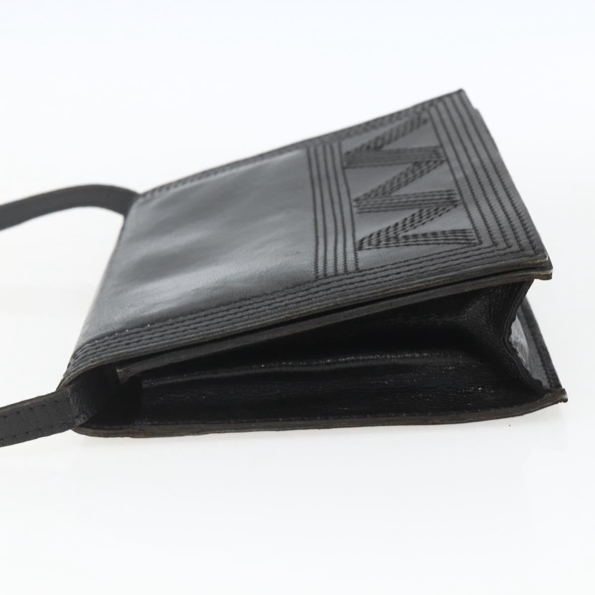 Saint Laurent Vintage Shoulder Bag Leather Black Leather Shoulder Bag Bag (Pre-Owned)
