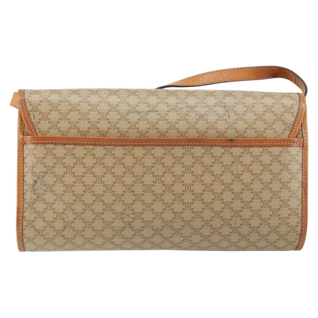 Celine Vintage Macadam Shoulder Bag Canvas And Leather Beige Canvas Shoulder Bag Bag