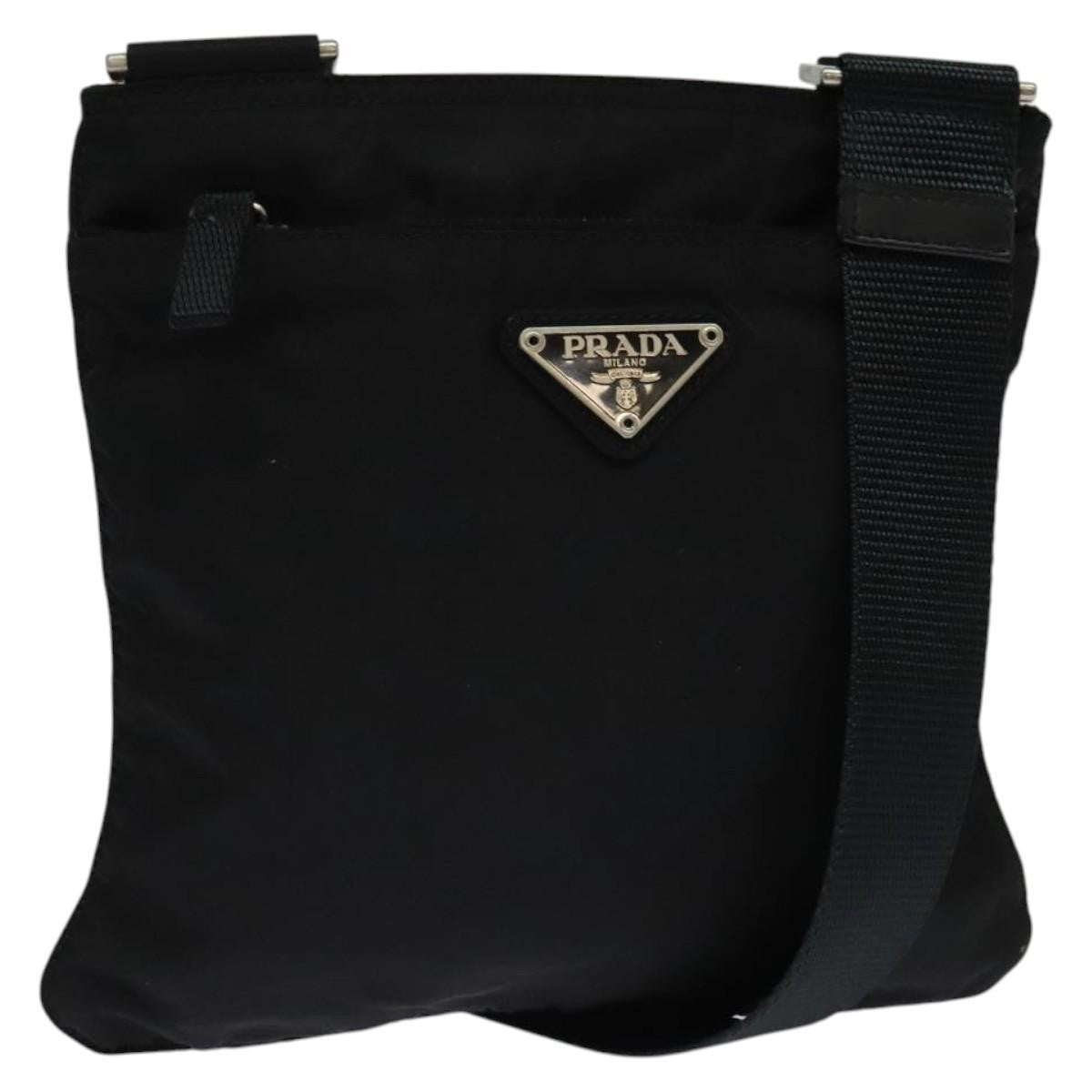 Prada Front Pocket Messenger Bag Tessuto Black Nylon Shoulder Bag Bag