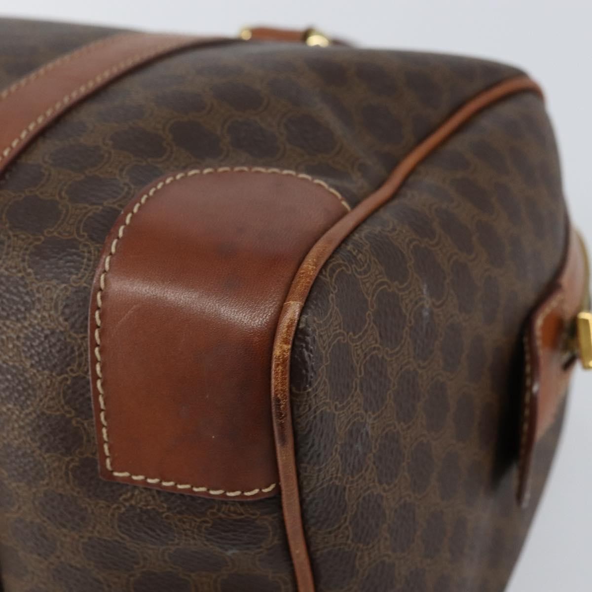 Celine Vintage Macadam Boston Bag Canvas Brown Canvas Handbag